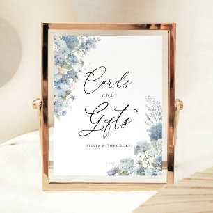 Signe De Table Cartes et Cadeaux Fleuris Bleu Poussiéreux Table d