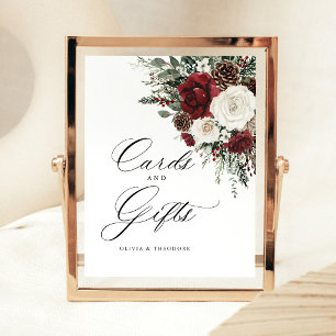 Signe De Table Cartes et Cadeaux Floraux d'Hiver de Bourgogne pou