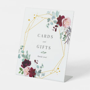 Signe De Table Cartes et cadeaux floraux roses