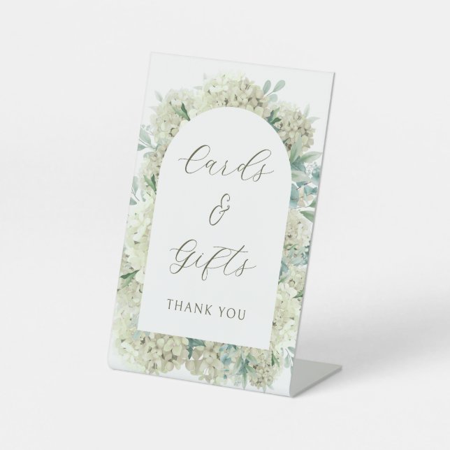 Signe De Table Cartes et cadeaux Hydrangea blancs (Recto)