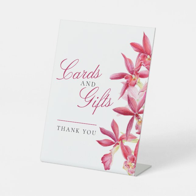 Signe De Table Cartes et cadeaux mariage d'aquarelle d'orchidée r (Recto)