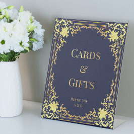 Signe De Table Cartes et cadeaux Marine Bleu Faux Or Vintage Mari