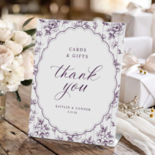 Signe De Table Cartes et cadeaux ovale vintage en violet aubergin