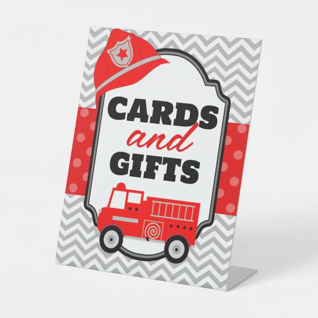 Signe De Table Cartes et cadeaux pour camions à feu (Recto)