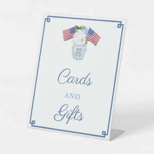Signe De Table Cartes Et Cadeaux Rouge Blanc Et Bleu Élégants