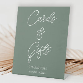 Signe De Table Cartes et Cadeaux Vert Sauge Modernes Mariage