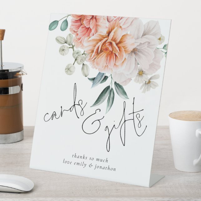 Signe De Table Cartes Peonies modernes Cadeaux Script Mariage (In SItu)