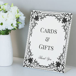 Signe De Table Cartes vintages et cadeaux Black White Merci Scrip