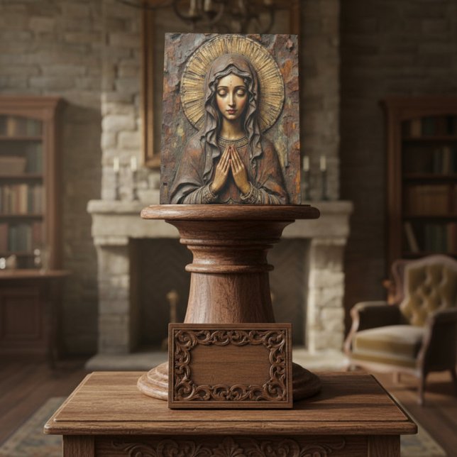 Signe De Table Carved Devotion  Wooden Mary (Créateur téléchargé)