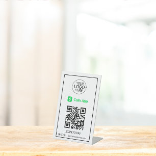 Signe De Table Cash App QR Code Paiement Ajouter Logo Médias soci