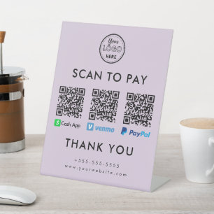 Signe De Table Cash App Venmo Paypal QR Code Scan to Pay Logo