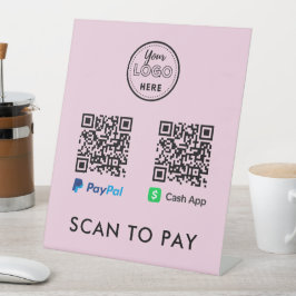 Signe De Table CashApp Paypal QR Code Scan to Pay Logo Rose