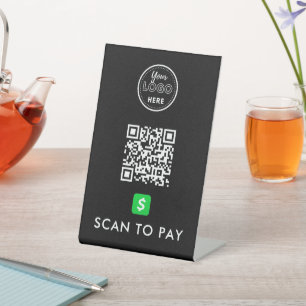 Signe De Table CashApp QR Code numérisation pour payer logo moder