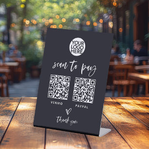 Signe De Table Casual Script   Deux façons de payer le code QR sc