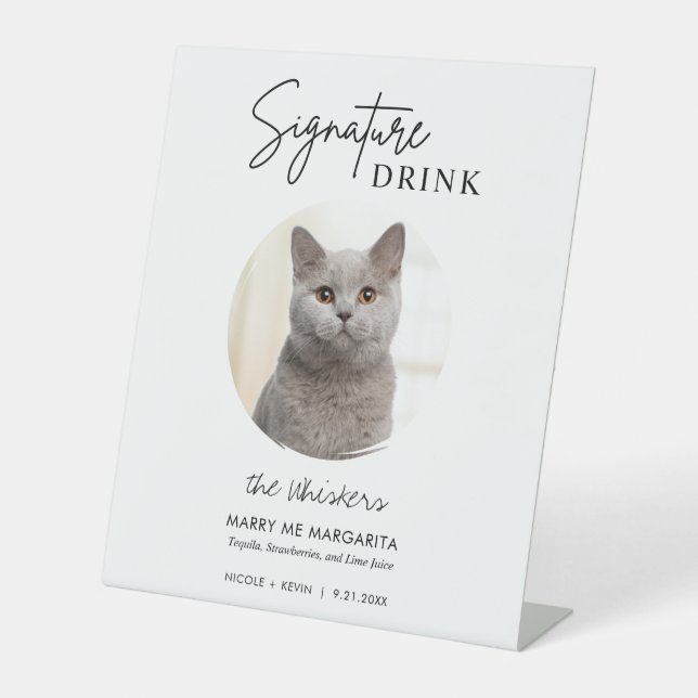 Signe De Table Cat Mariage Signature Boissons Bar Cocktail (Recto)