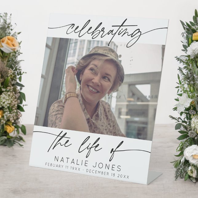 Signe De Table Célébration de la vie de Script Photo commémorativ (Créateur téléchargé)