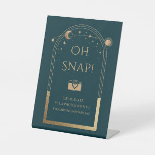 Signe De Table Céleste Vert Or Soleil Lune Étoiles Oh Snap