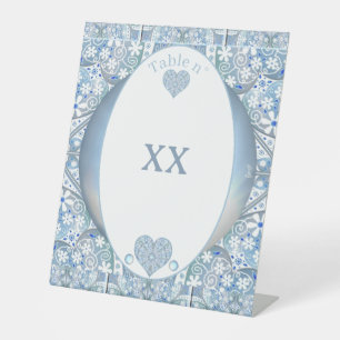 Signe De Table Céramique Lace Bleu clair