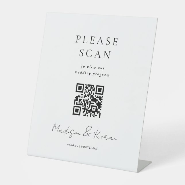 Signe De Table Cérémonie de bienvenue du mariage Code QR (Recto)