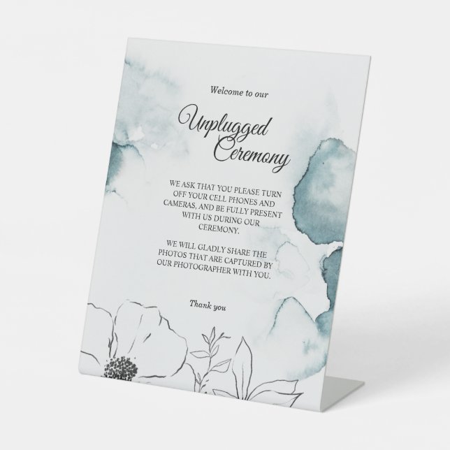 Signe De Table Cérémonie de débranchement du Mariage d'aquarelle  (Recto)