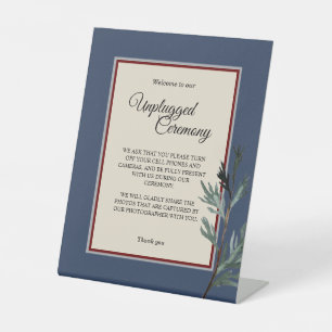 Signe De Table Cérémonie de mariage d'hiver bleu pin débranchée