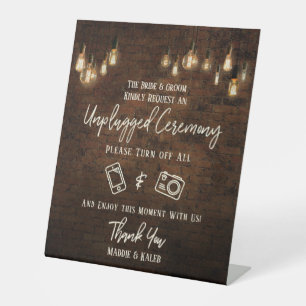 Signe De Table Cérémonie de mariage Industriel Brique Edison sans