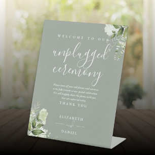 Signe De Table Cérémonie de verdure florale vert sauge débranchée