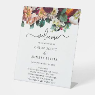 Signe De Table Cérémonie Mariage des fleurs d'automne Bienvenue