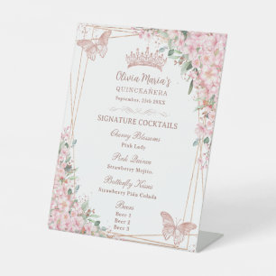 Signe De Table Cerise Blossoms Rose Gold Butterflies Boire Menu