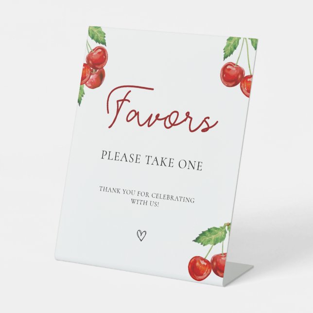 Signe De Table Cerise en haut Baby shower Faveurs (Recto)