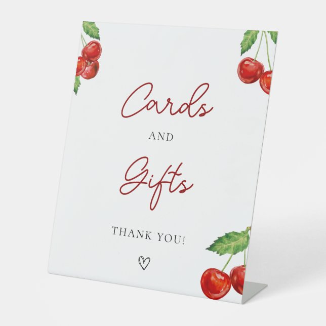 Signe De Table Cerise sur le Baby shower Cartes et Cadeaux (Recto)