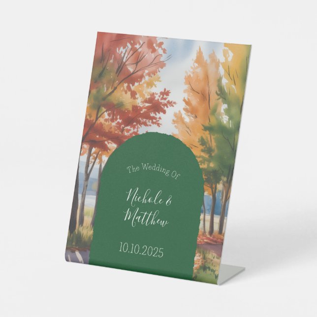 Signe De Table Changement rustique du Mariage Feuille (Recto)