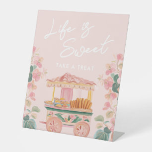 Signe De Table Chariot à churros rose "La vie est douce"