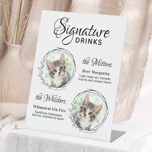 Signe De Table Chat Mariage Signature Boissons 2 Animaux de compa (Créateur téléchargé)