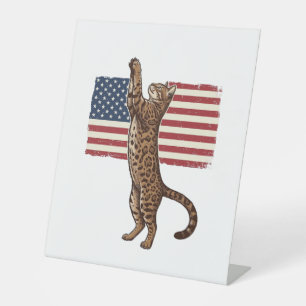 Signe De Table Chat patriotique Drapeau américain Design vectorie