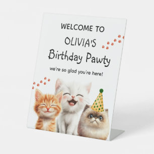 Signe De Table Chat Purr-fect Anniversaire Cute Kids Kitten Paw