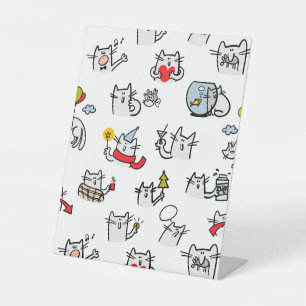 Signe De Table Chats amusants, lait et magie.