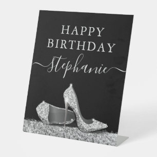 Signe De Table Chaussure haute talon Parties scintillant noir et 