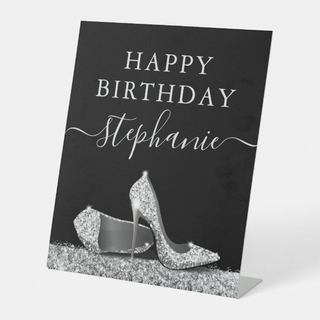 Signe De Table Chaussure haute talon Parties scintillant noir et  (Recto)