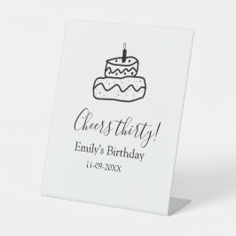 Signe De Table Cheers thirty birthday cake black scribble hand