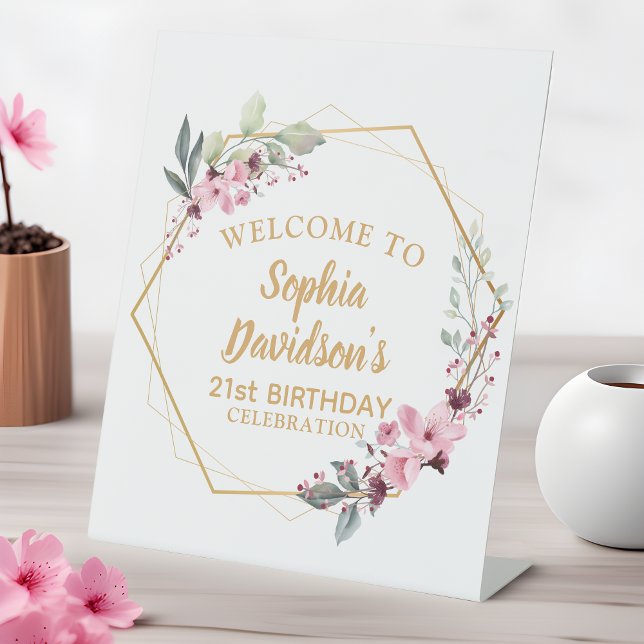 Signe De Table Cherry Blossom 21e anniversaire Petite Affiche de  (Elegant Sakura Welcome - Personalized for Your Celebration 🌸✨)