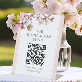 Signe De Table Cherry Blossom QR Code Honeymoon Fund