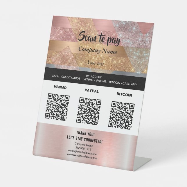 Signe De Table Cheveux et maquillage QR PAIEMENT Tabletop Piéton  (Recto)