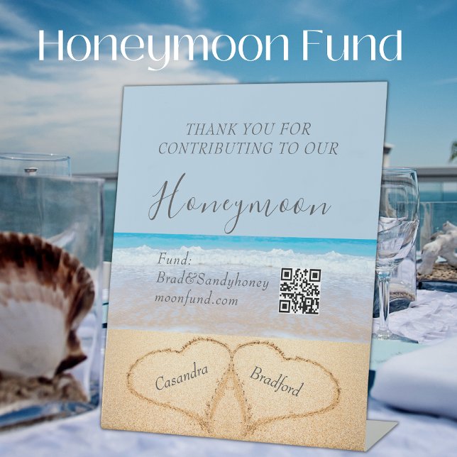 Signe De Table Chic Beach Wedding 2 Coeurs dans le sable (Créateur téléchargé)