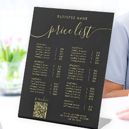 Signe De Table Chic Black Gold Calligraphie QR Code Prix