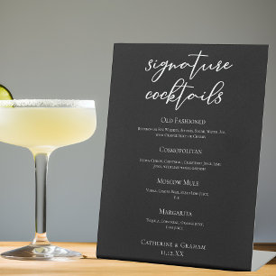 Signe De Table Chic Black Mariage Signature Cocktails Bar Menu