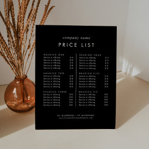 Signe De Table Chic Black Typographie Business Services Tarifs