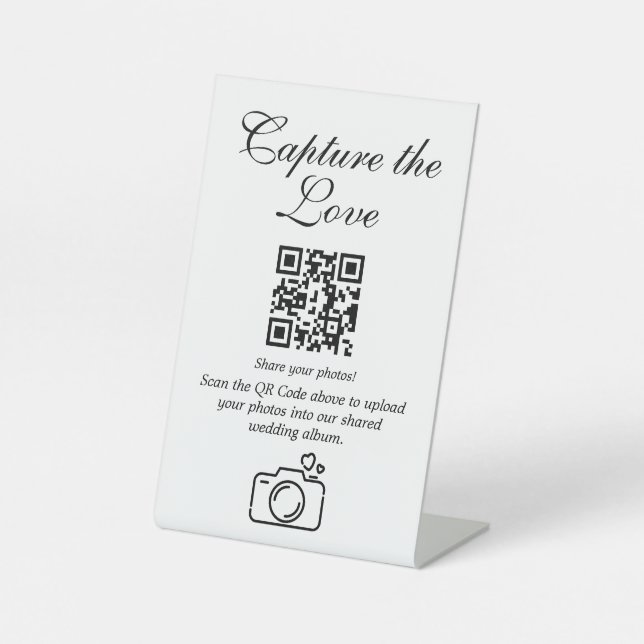 Signe De Table Chic Mariage Photo Télécharger QR Code Cachet Sign (Recto)