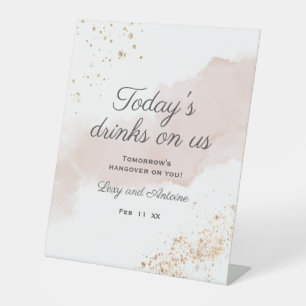 Signe De Table Chic Mauve Aquarelle Or Boissons Sur Le Mariage Us