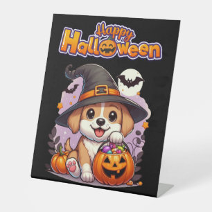 Signe De Table Chien/chiot d'Halloween mignon